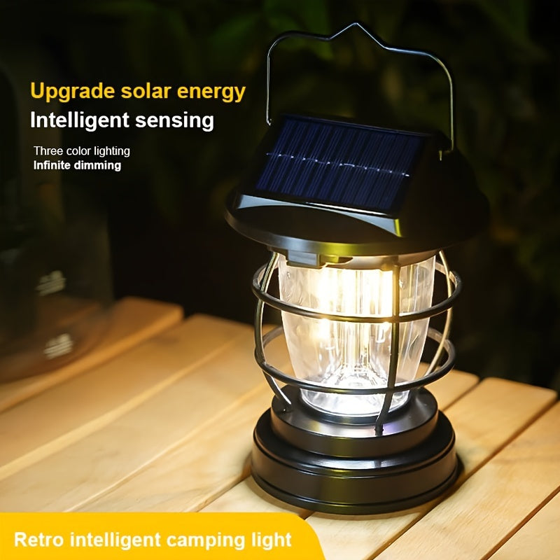 Black Solar Powered LED Camping Light