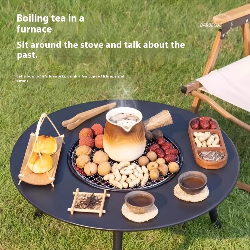 Outdoor Charcoal Grill & Tea Table Set