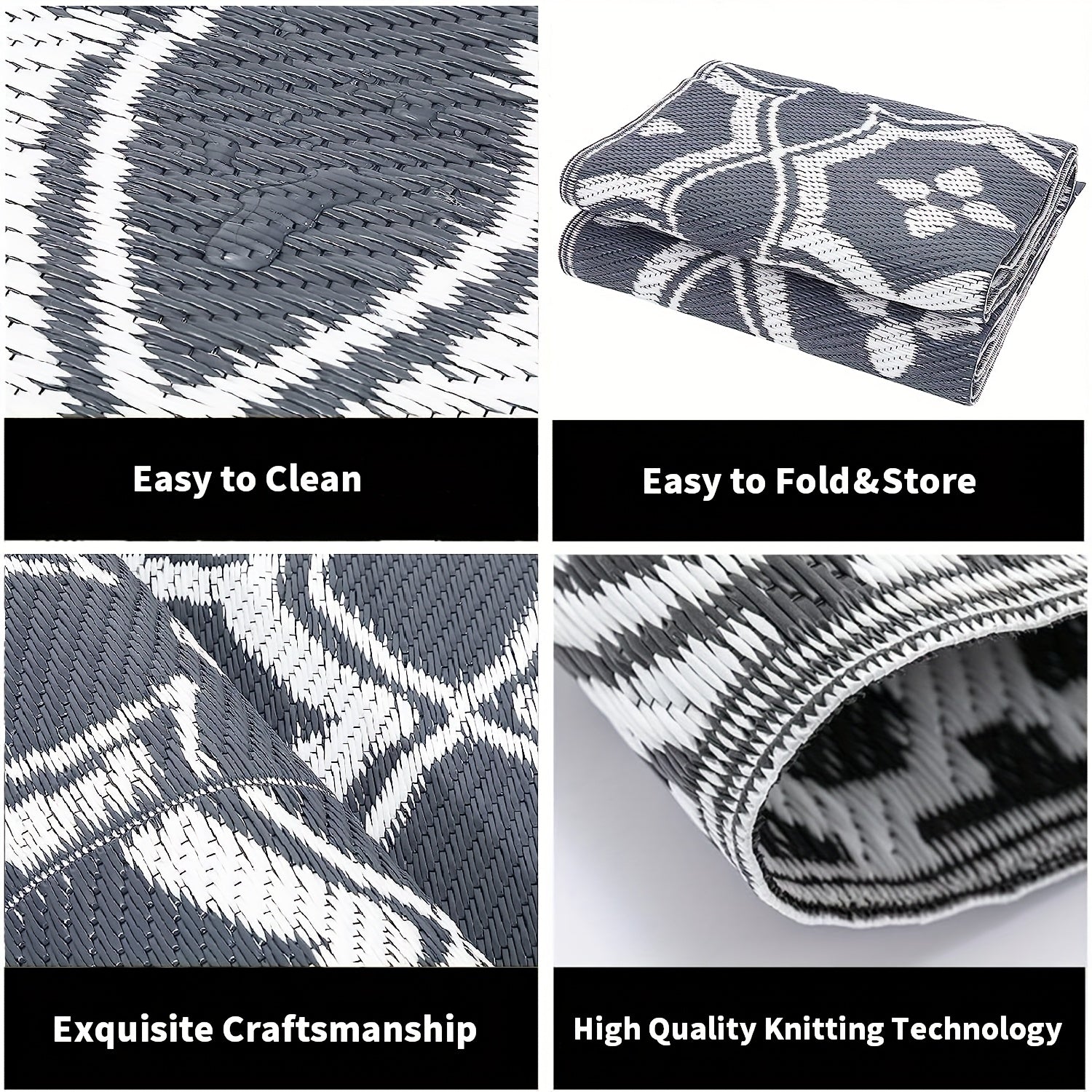 Outdoor Reversible Patio Mat Geometric Pattern