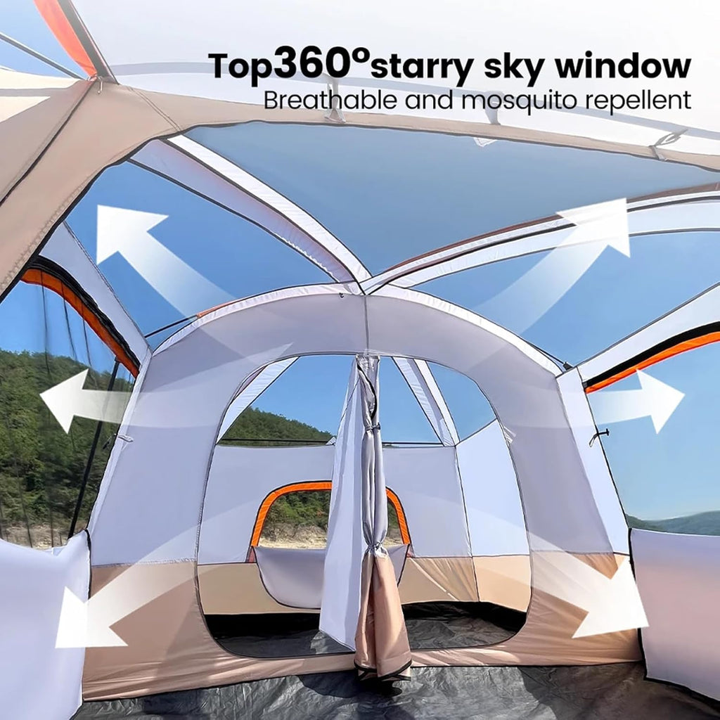 Outdoor Tent 6-12 Person Two-Bedroom Camping