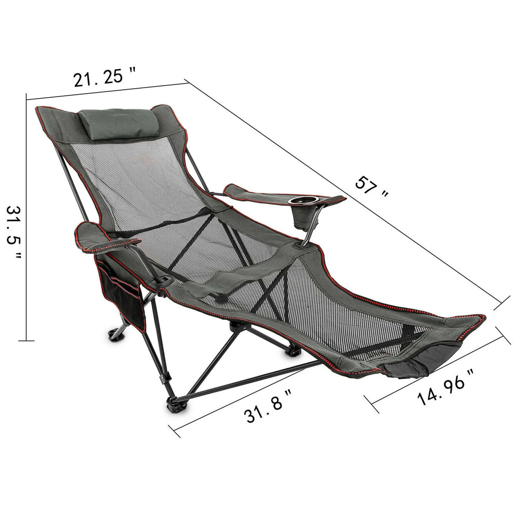 NNEOBA Outdoor Folding Camp Chair with Backrest & Footrest-1