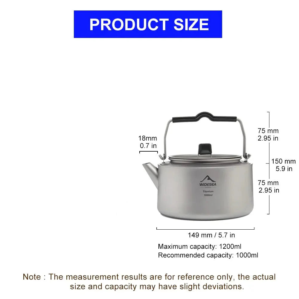 Ultralight Titanium Camping Kettle Outdoor Tea & Coffee Pot Grey