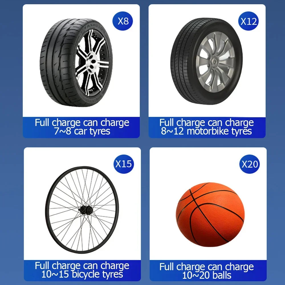 High-Precision Portable Air Pump Compressor Digital Tyre Inflator Black