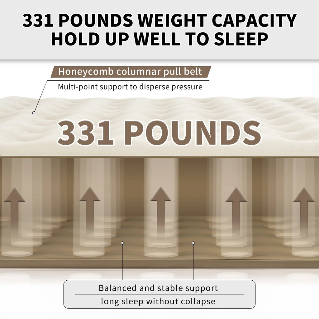 Camping Air Mattress PVC Inflatable Bed Khaki