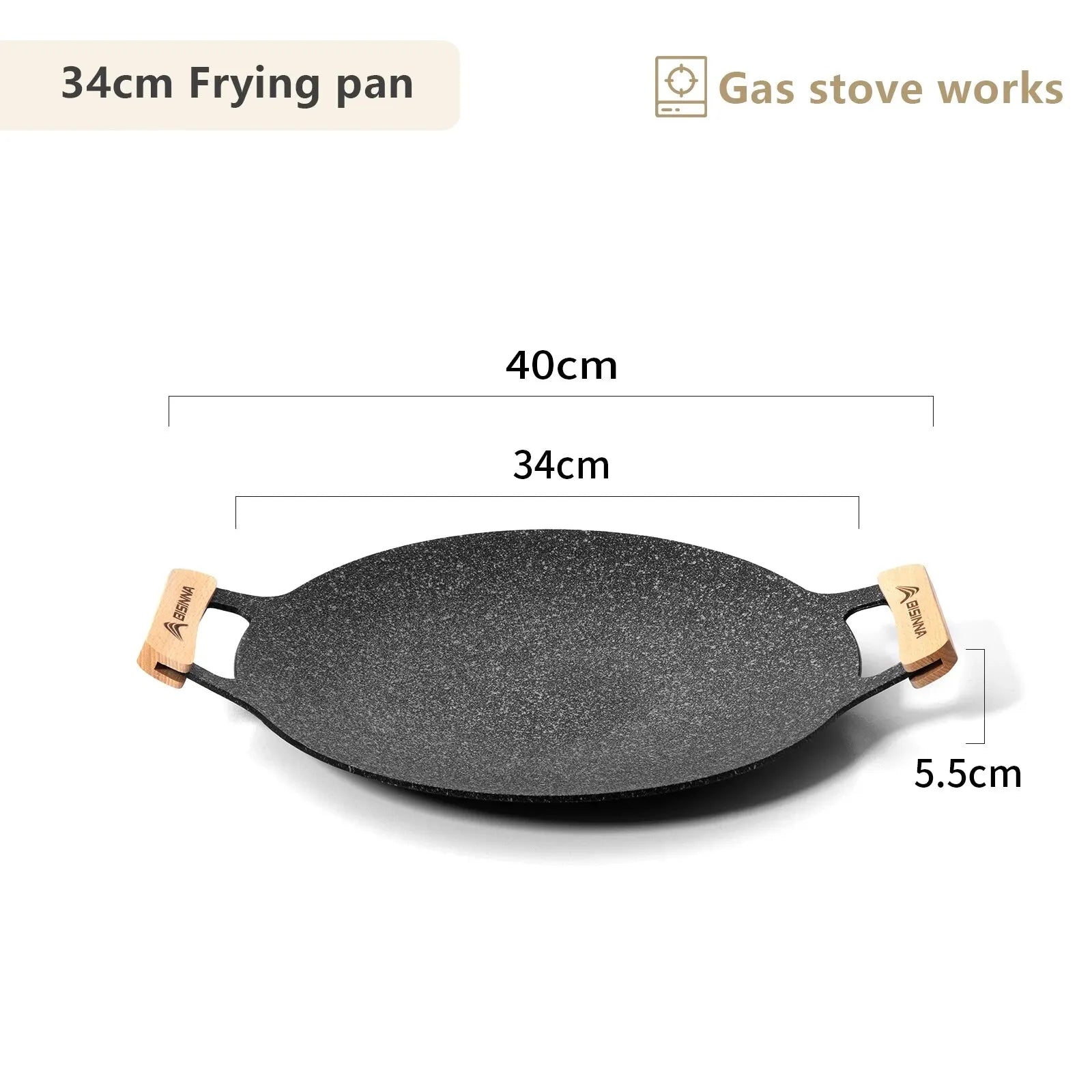 34cm Outdoor BBQ Grill Pan Non-Stick Black