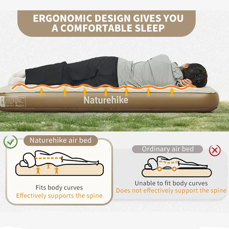 Camping Air Mattress PVC Inflatable Bed Khaki