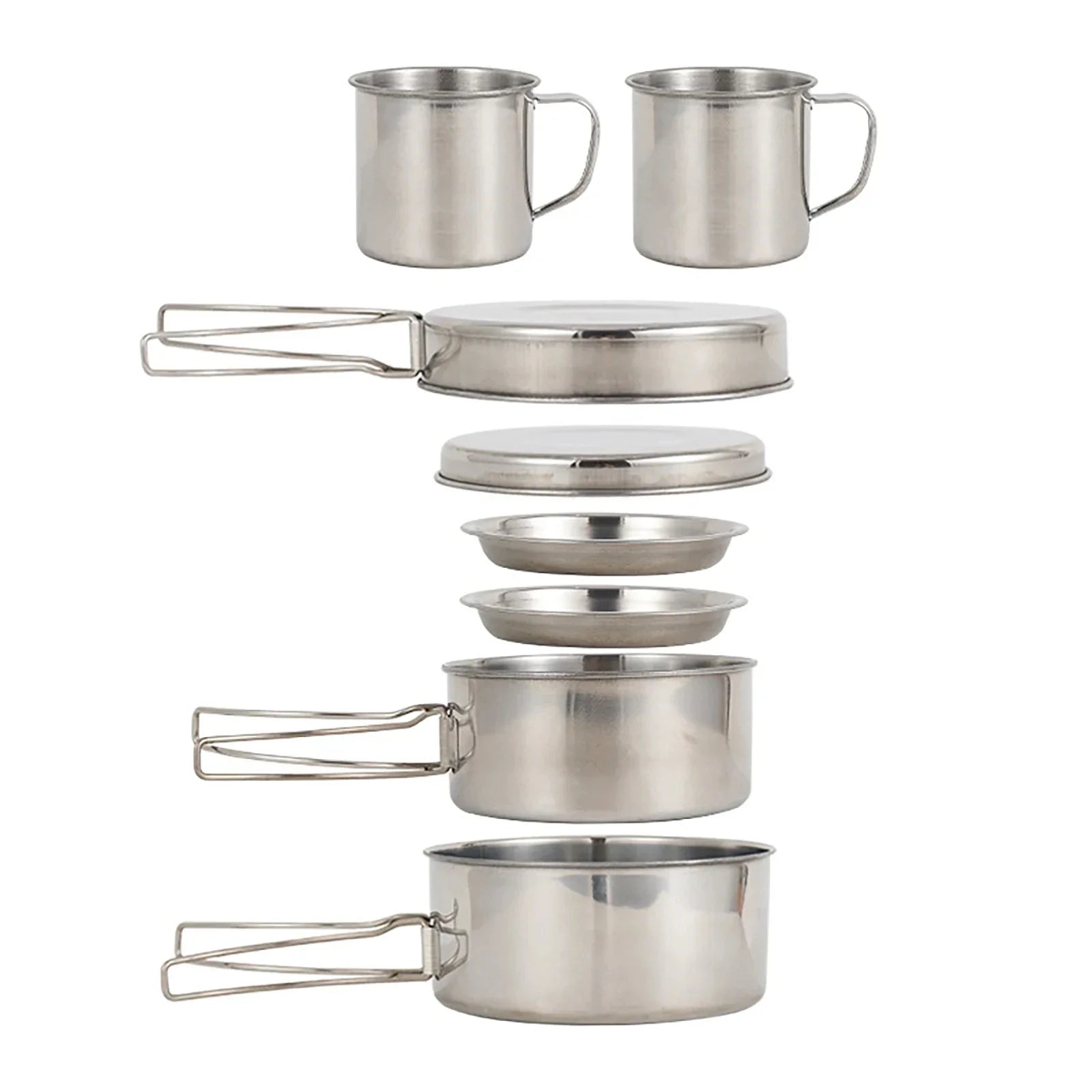 NNEOBA 8-Piece Camping Cookware Mess Kit Silver-0