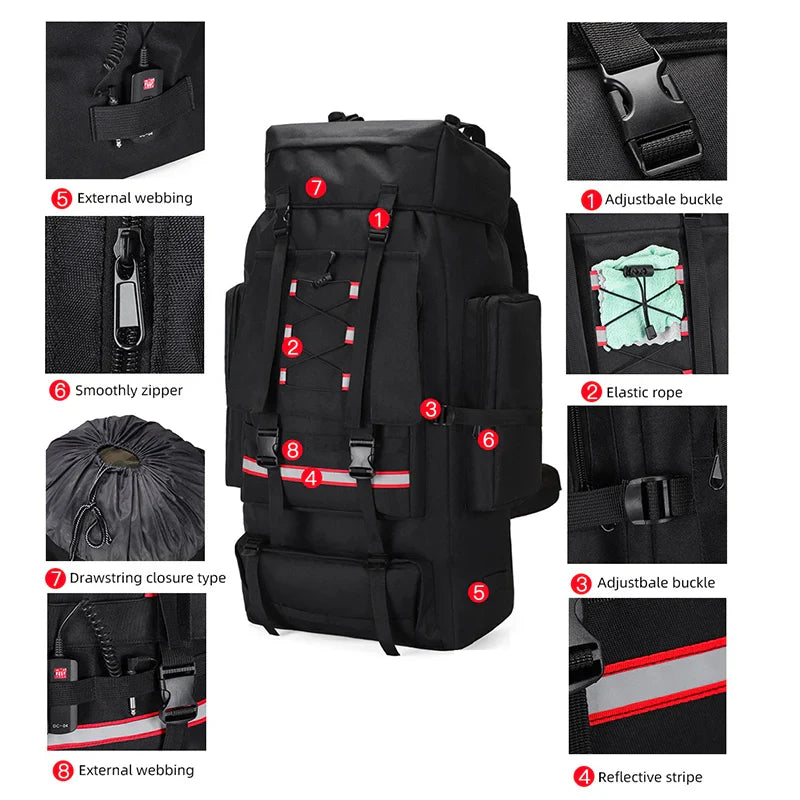 Tactical Hiking Backpack Molle Rucksack Black