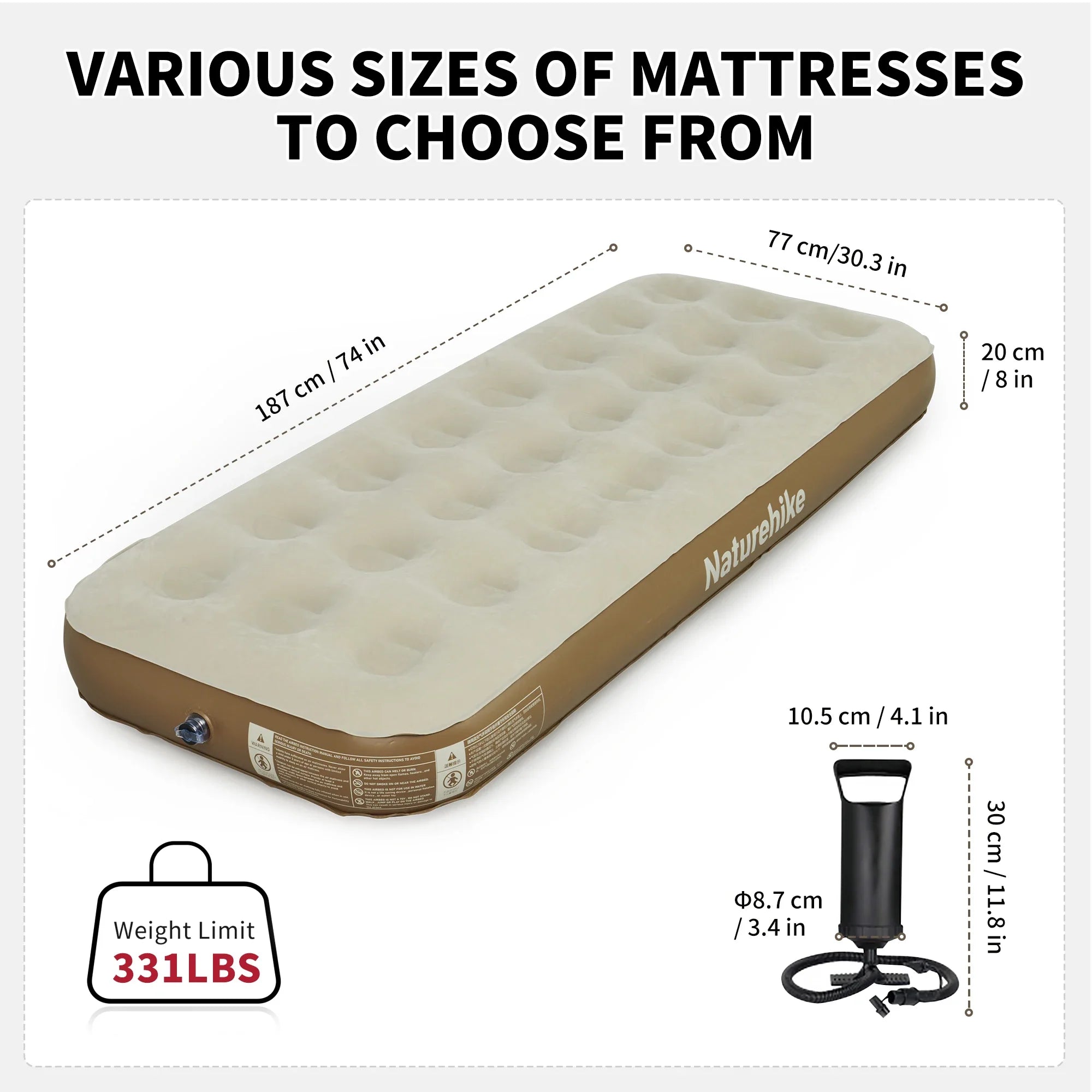 Camping Air Mattress PVC Inflatable Bed Khaki