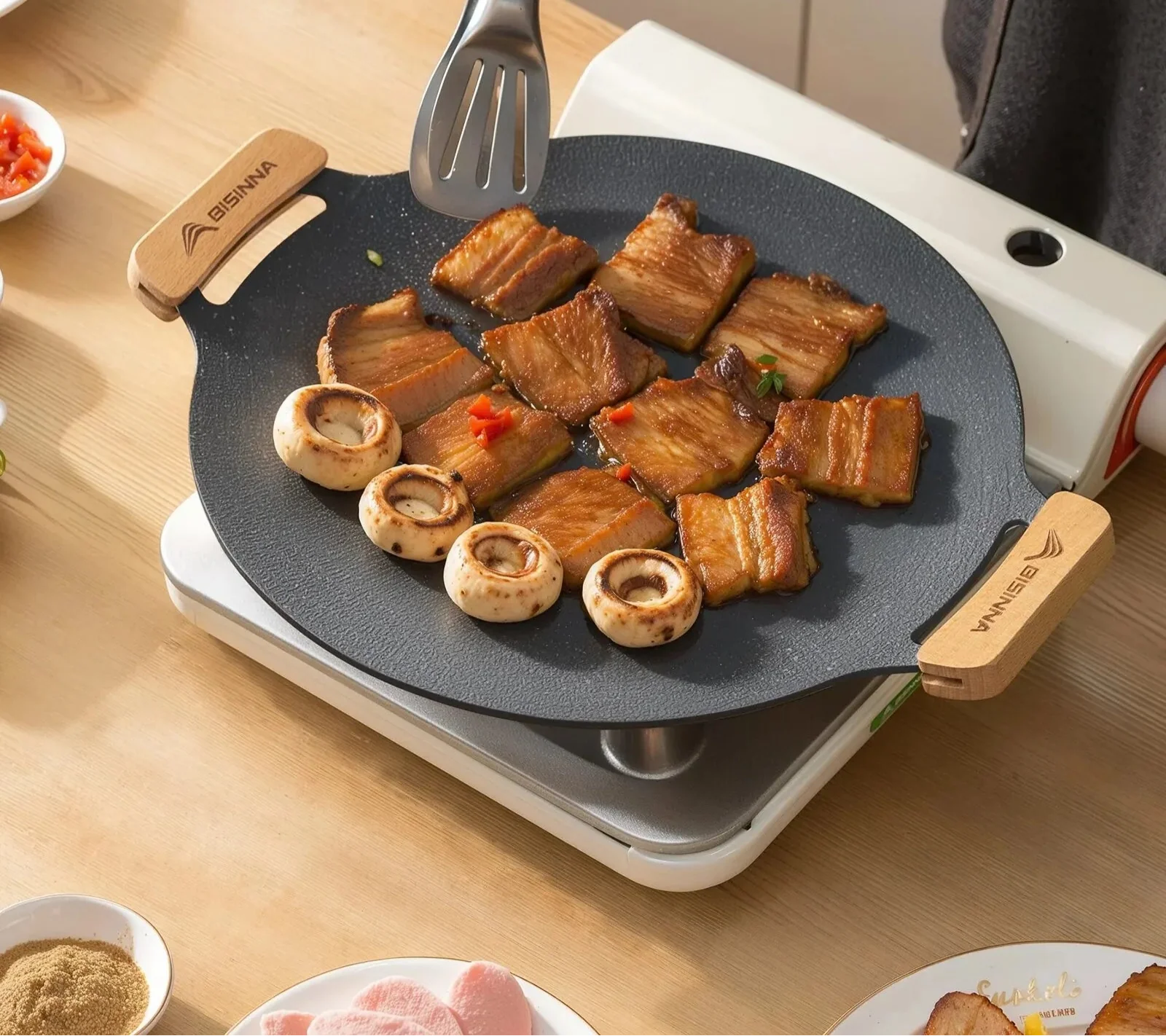 34cm Outdoor BBQ Grill Pan Non-Stick Black