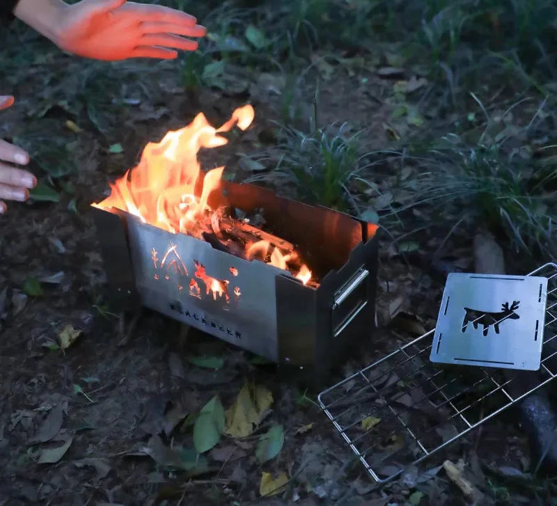 Black Deer Portable Folding Wood Stove for Camping – Compact Outdoor Grill & Fire Stove