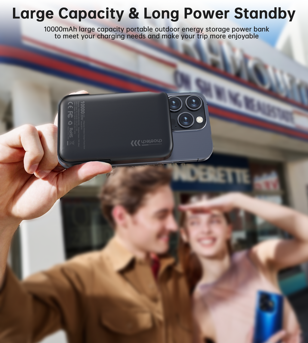 B743-BK 10000mAh PD20W Magnetic Power Bank with Holder Black