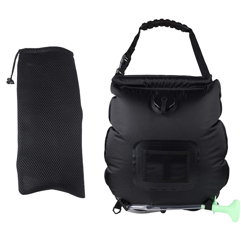 Portable Solar Camping Shower Bag (Black) Foldable 20L Outdoor Water Storage Bag with Temperature Display for Easy Use