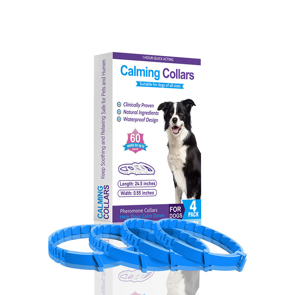 NNEDSZ Blue Calming Collars for Dogs - Natural Stress Relief, Adjustable, 4 Pack-0