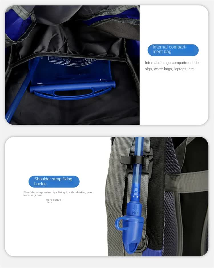 Black High-Capacity Nylon Hiking Backpack - Durable, Multi-Functional Outdoor Travel Pack