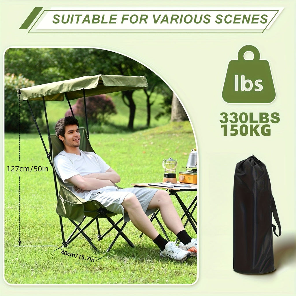 Camping Chair with Canopy and Side Pocket