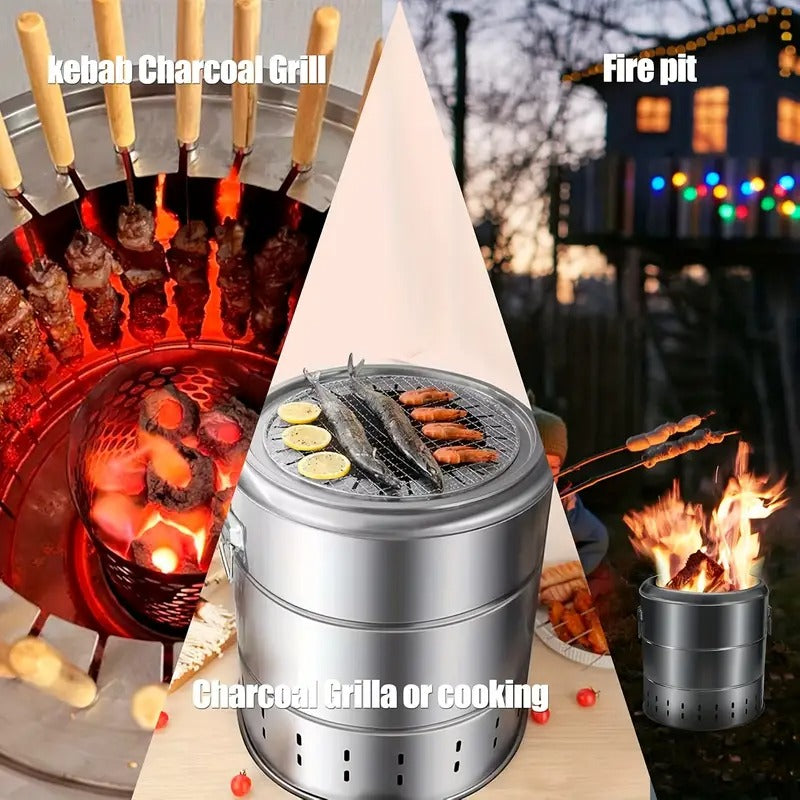 Charcoal Grill with 30 Skewers