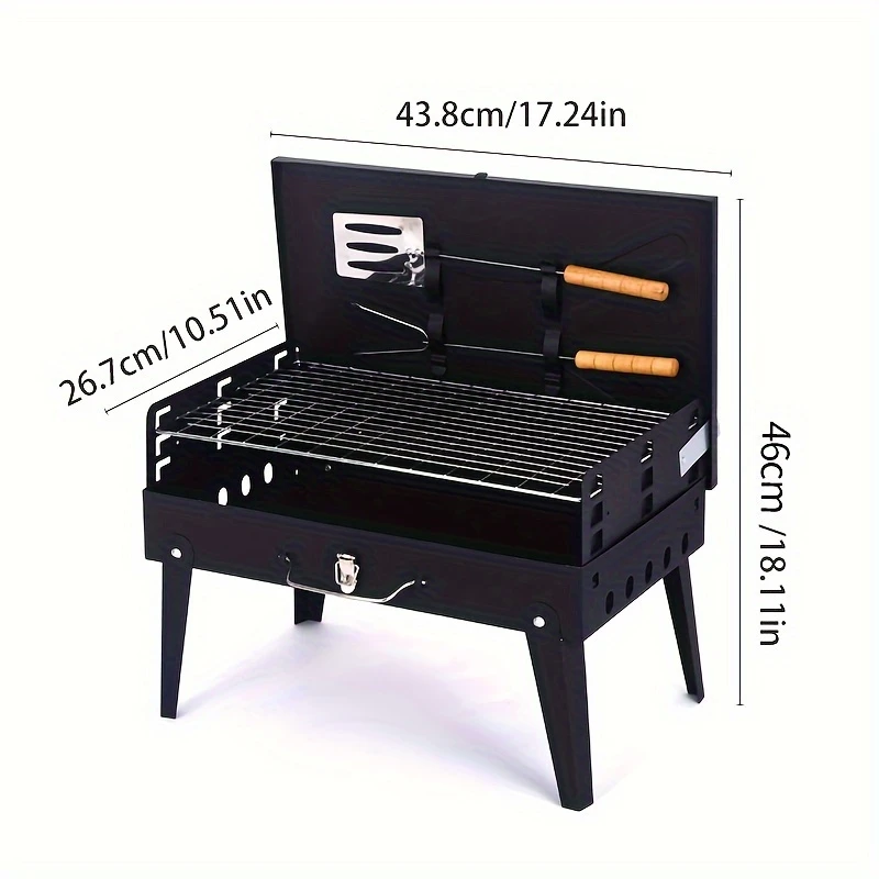 Portable Iron BBQ Grill with Tools