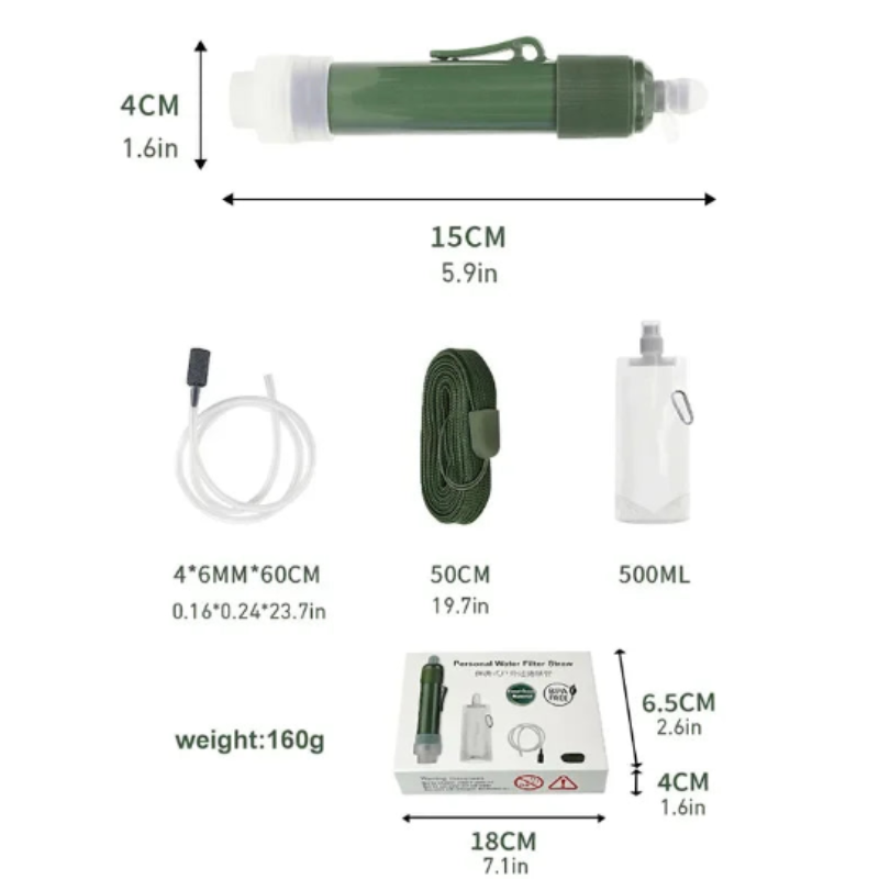 NNEOBA Outdoor Mini Filter Straw Set for Camping Survival-2